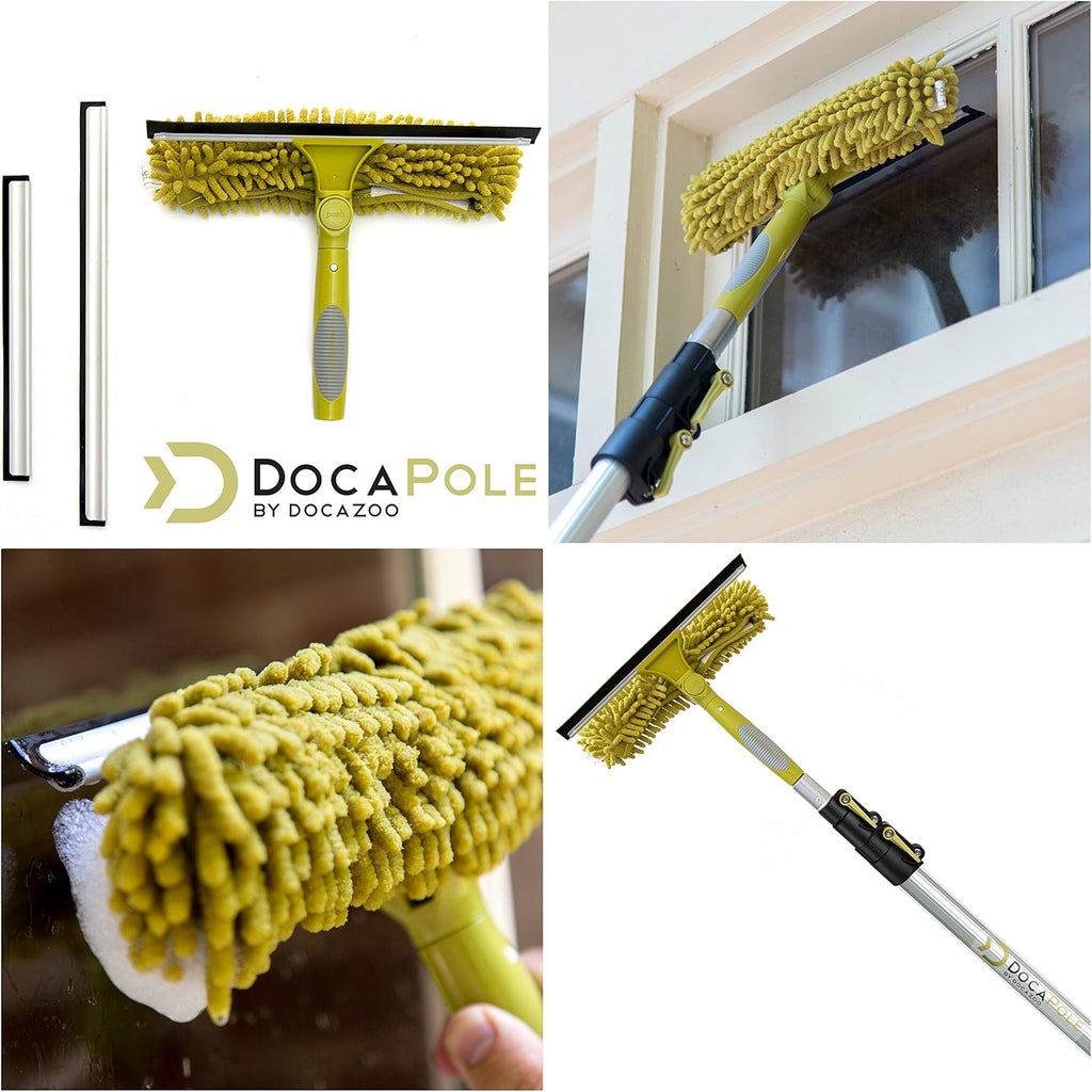 Cleaning Kit with 5-12 Foot Telescoping Extension Pole, Window Squeegee & Washer, 3 Dusting Attachments I47634