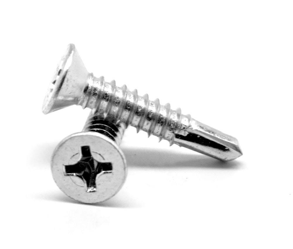 #12-14 x 5/8 Self Drilling Screw Phillips Flat Head Undercut Low Carbon Steel Zinc Plated Pk 5000 C145
