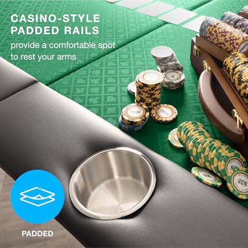 10-Person Foldable Poker Table with Speed Cloth and Stainless Steel Cupholders (Green, 84 Inch) N437965