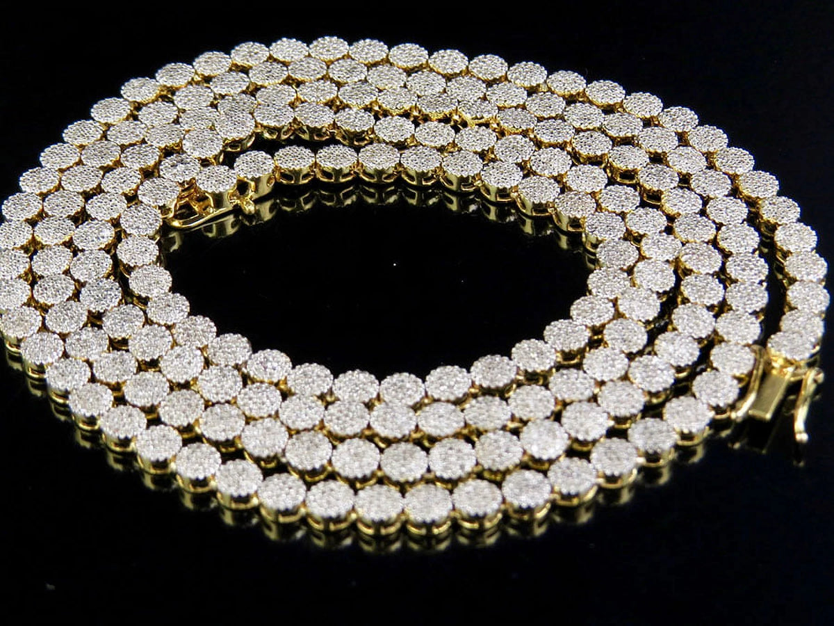 10K Yellow Gold Diamond Pave Chain Necklace D938308