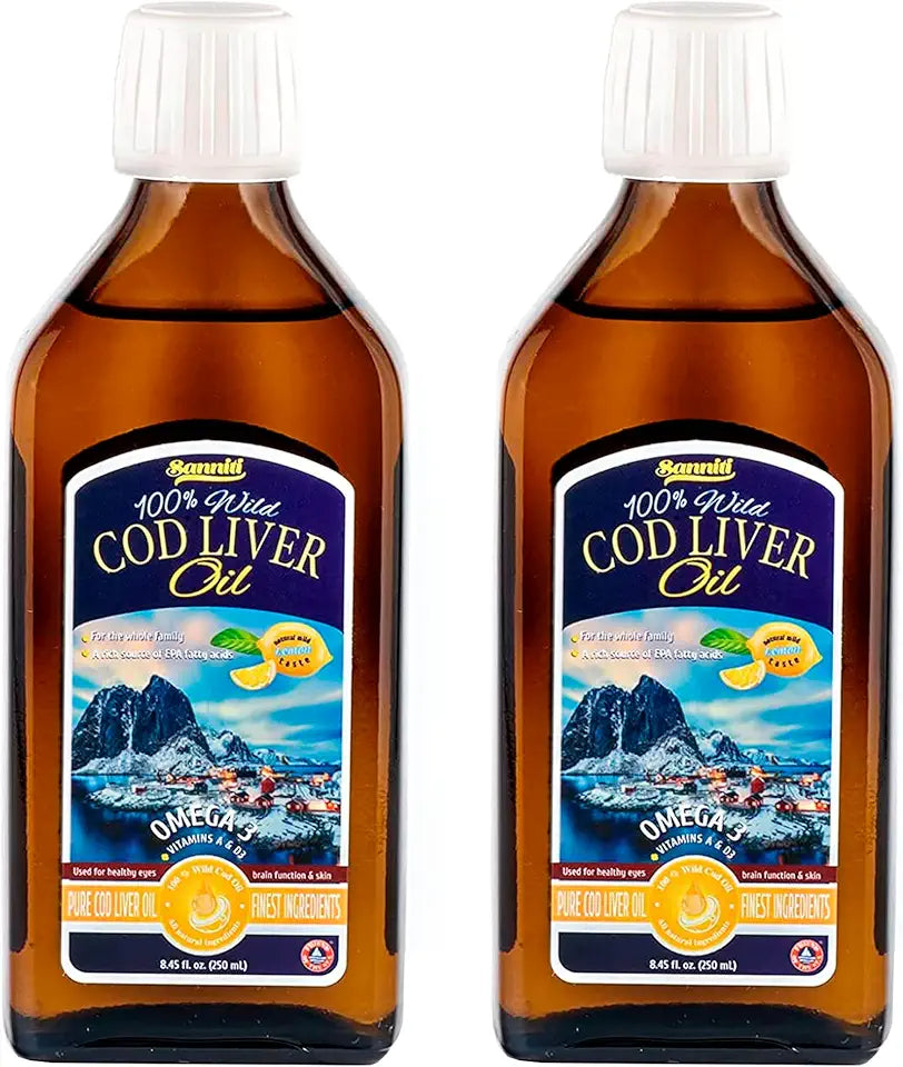 100% Natural Cod Liver Oil 250 ml Pack of 2 Lemon T85141