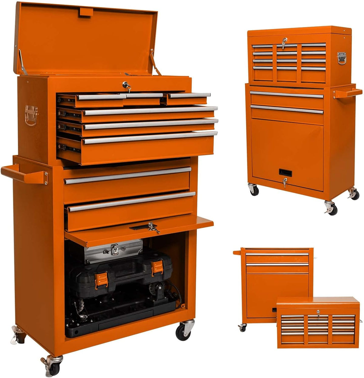 Blue 8 Drawer Rolling Tool Chest with Lock and 4 Wheels F3732