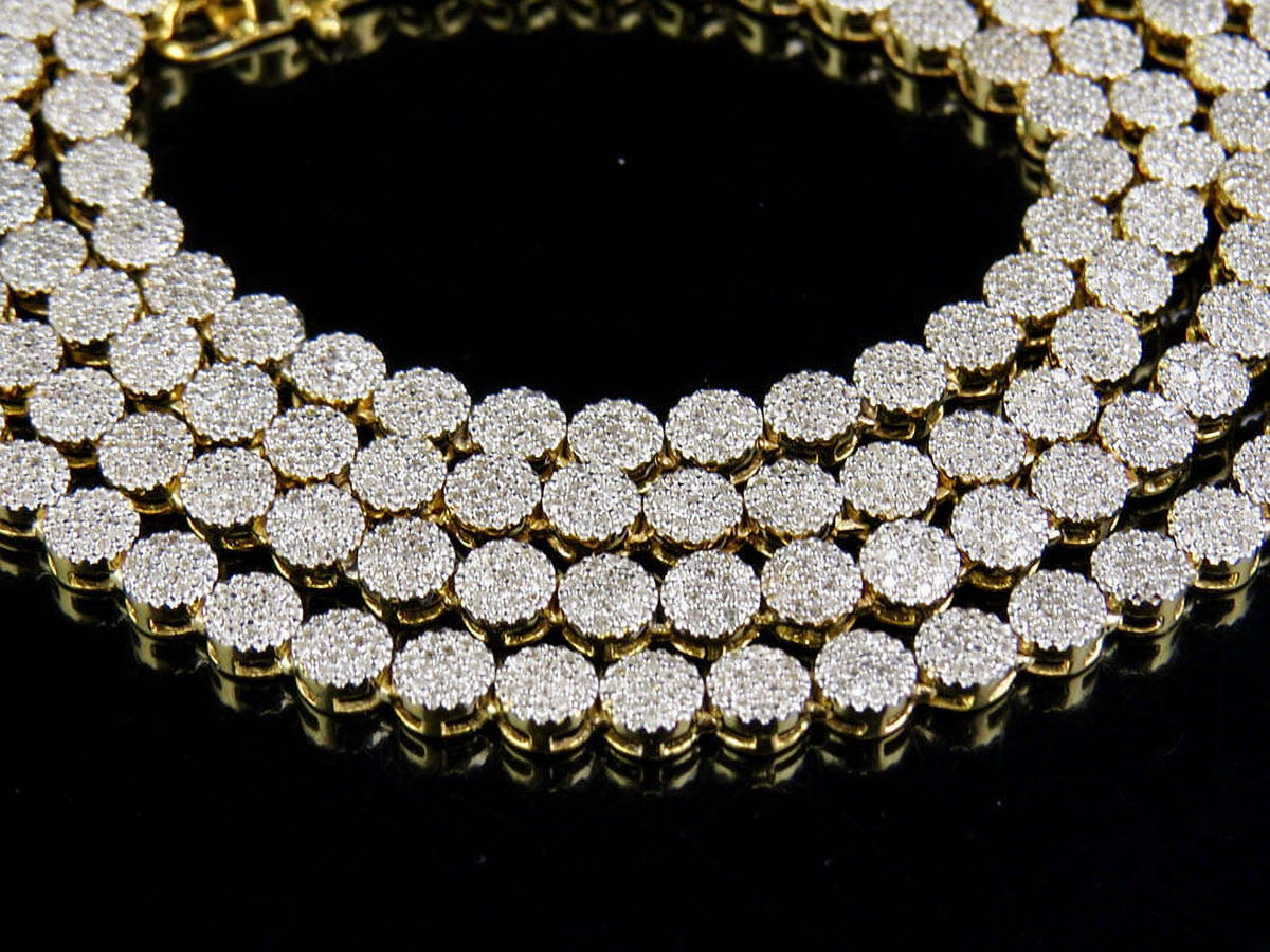 10K Yellow Gold Diamond Pave Chain Necklace D938308