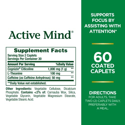 1000 mg Cognizin with L-Theanine and Caffeine Caplets K181
