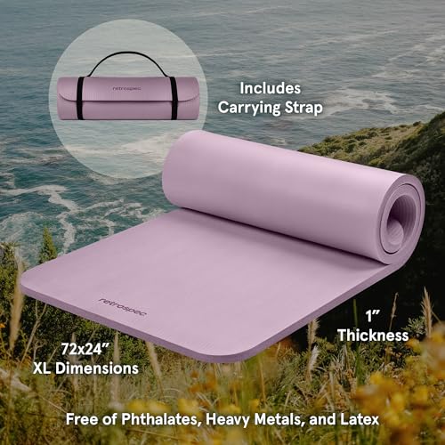 1" Thick Non Slip Yoga Mat with Nylon Carry Strap P777