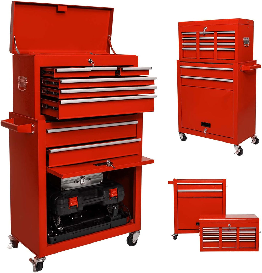 Blue 8 Drawer Rolling Tool Chest with Lock and 4 Wheels F3732