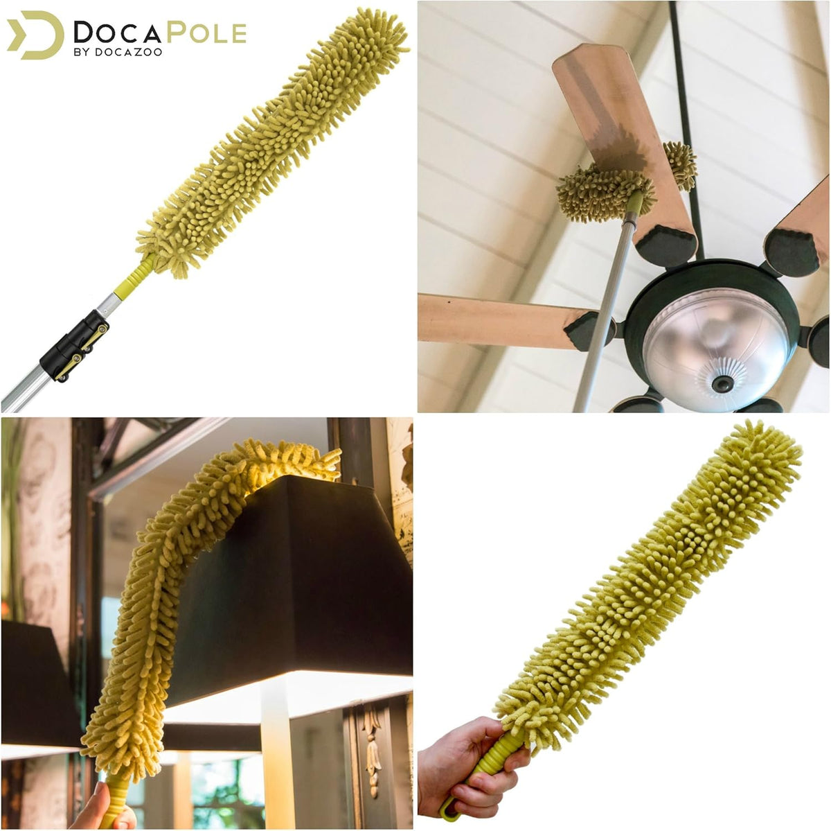 Cleaning Kit with 5-12 Foot Telescoping Extension Pole, Window Squeegee & Washer, 3 Dusting Attachments I47634