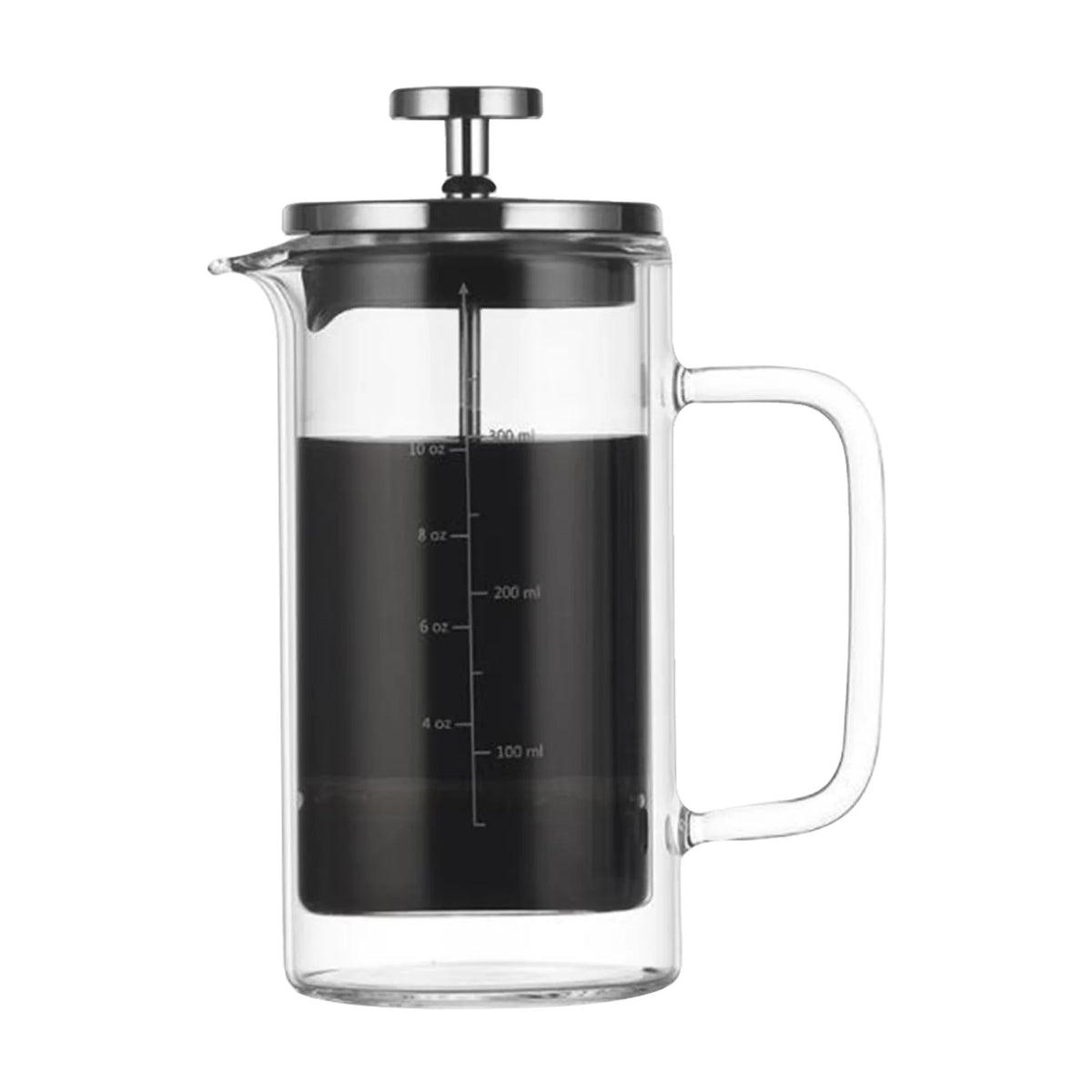 10oz Double Walled French Coffee Maker Borosilicate Glass Coffee Pot with Stainless Steel Filter D8522