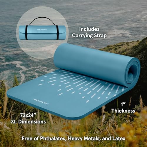 1" Thick Non Slip Yoga Mat with Nylon Carry Strap P777