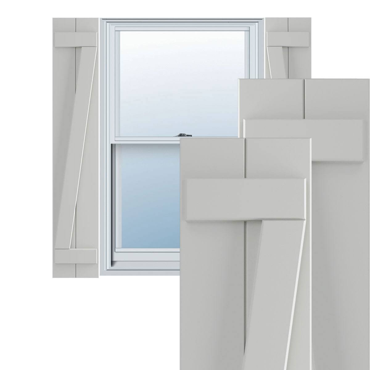 10-3/4x22 x 62x22 PVC Board and Batten Shutters, Hailstorm Gray (Per Pair) E948