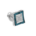 0.05 CT Round Blue White Diamond Kite Stud Earring, Sterling Silver O676