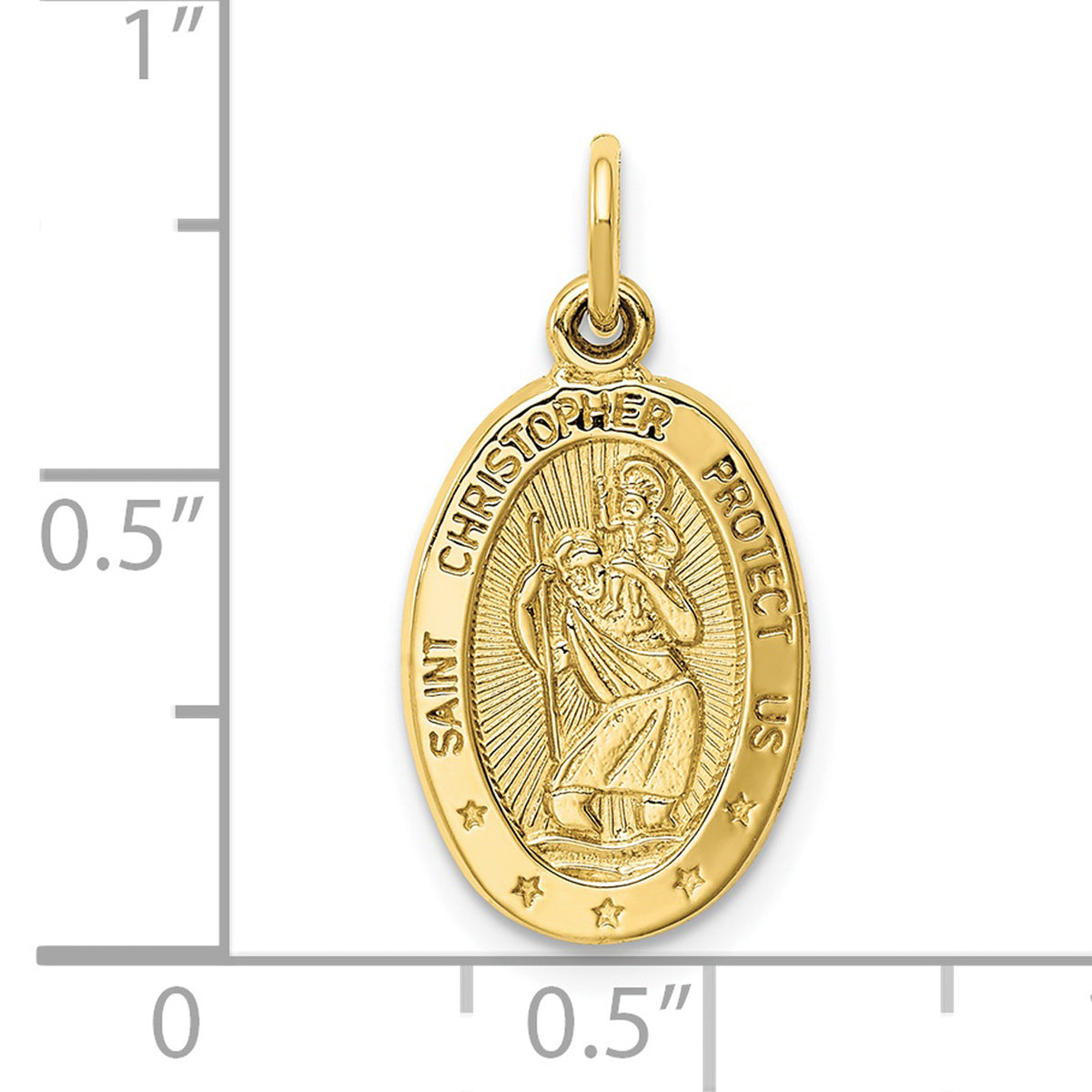 10K Yellow Gold Saint Christopher Medal Pendant Charm K41828