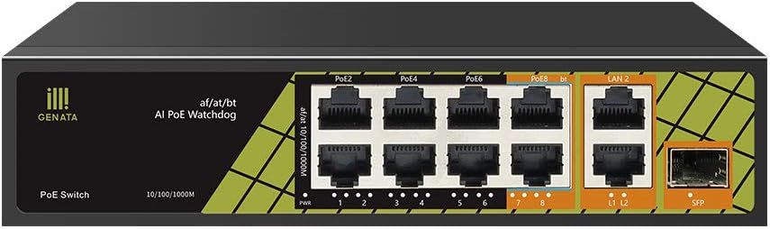 11 Port Unmanaged PoE Switch with 2 Gigabit and SFP Uplink, 120W, Metal Case N773653