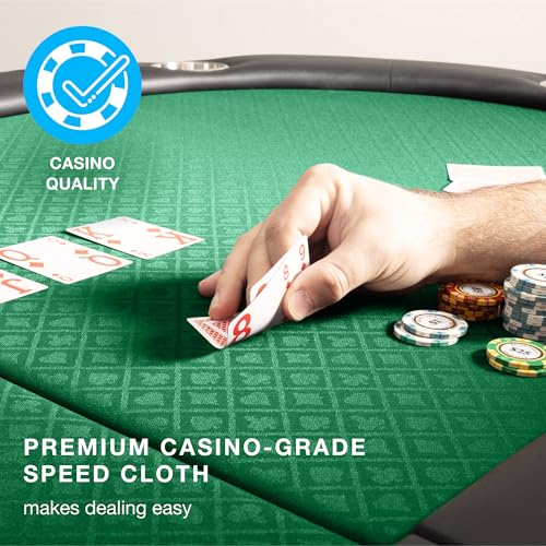 10-Person Foldable Poker Table with Speed Cloth and Stainless Steel Cupholders (Green, 84 Inch) N437965