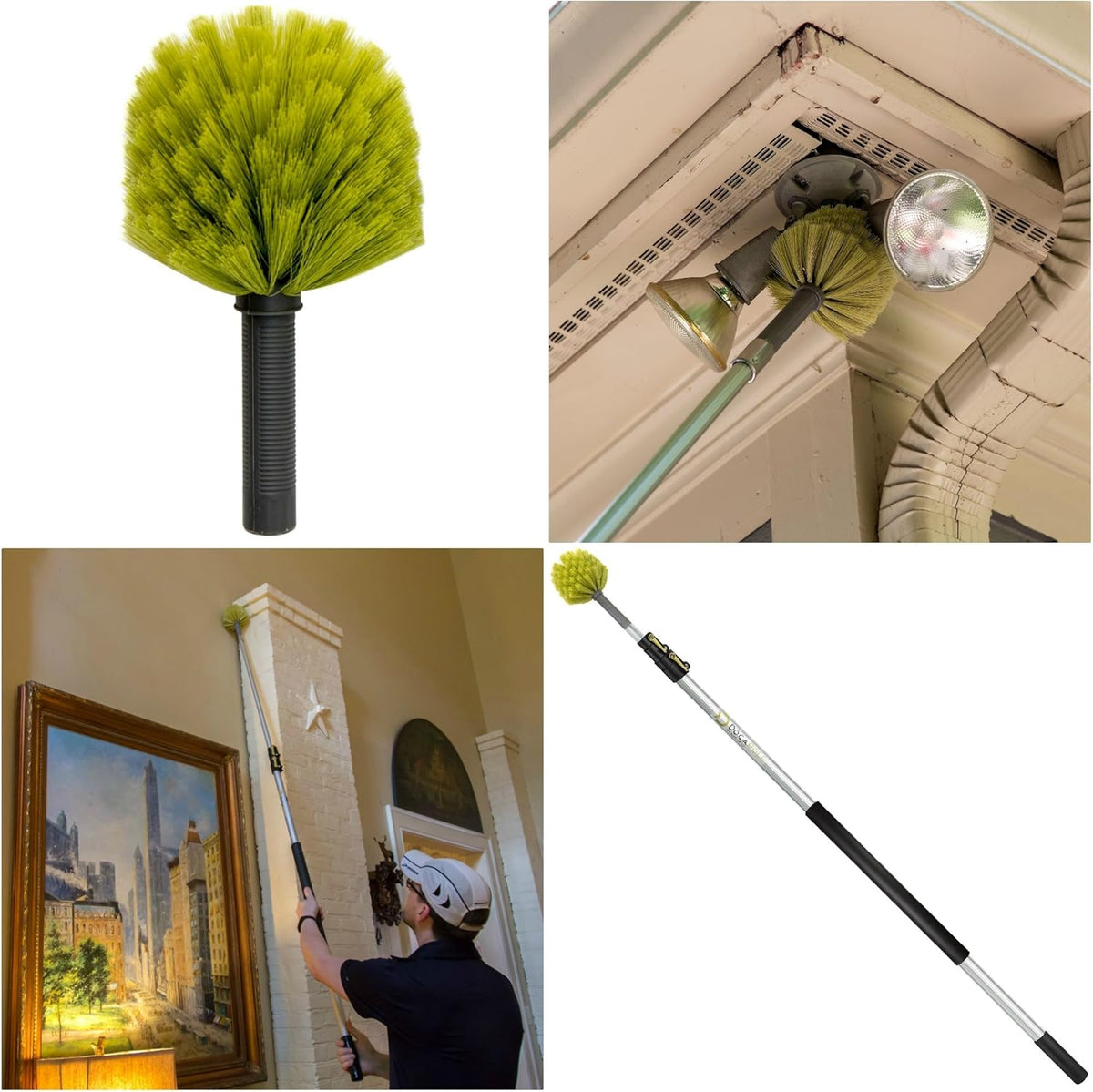 Cleaning Kit with 5-12 Foot Telescoping Extension Pole, Window Squeegee & Washer, 3 Dusting Attachments I47634