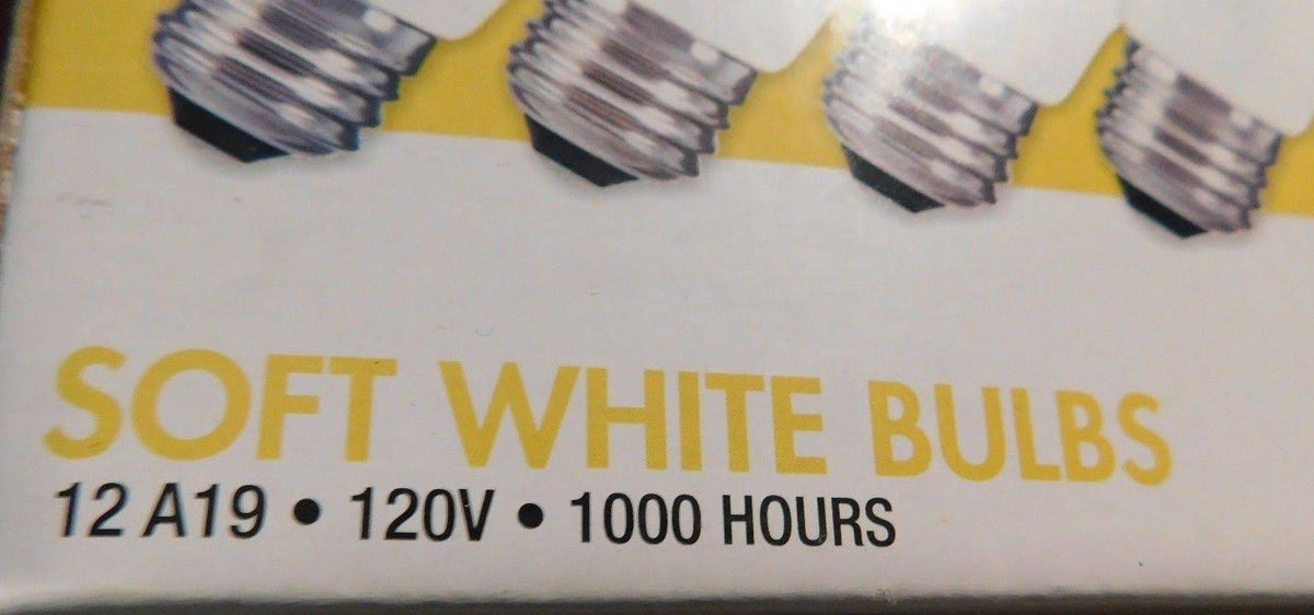 12 Pack 60 Watt Soft White A19 Incandescent Light Bulbs S563