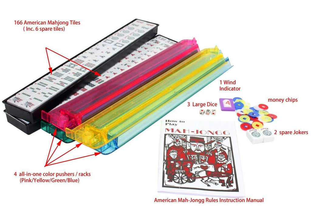 Violet Red 166 Tiles American Mahjong Set with Soft Bag S3296