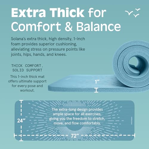 1" Thick Non Slip Yoga Mat with Nylon Carry Strap P777