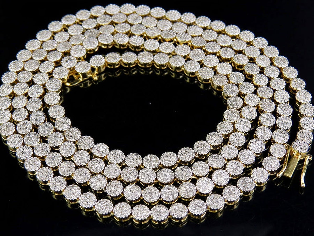 10K Yellow Gold Diamond Pave Chain Necklace D938308