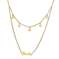 Goldtone Layered Name Necklace with Flower Charms U294719