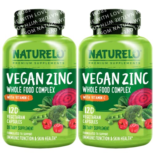 Vegan Zinc Whole Food Complex Supplement with Vitamin C, 240 Capsules S358