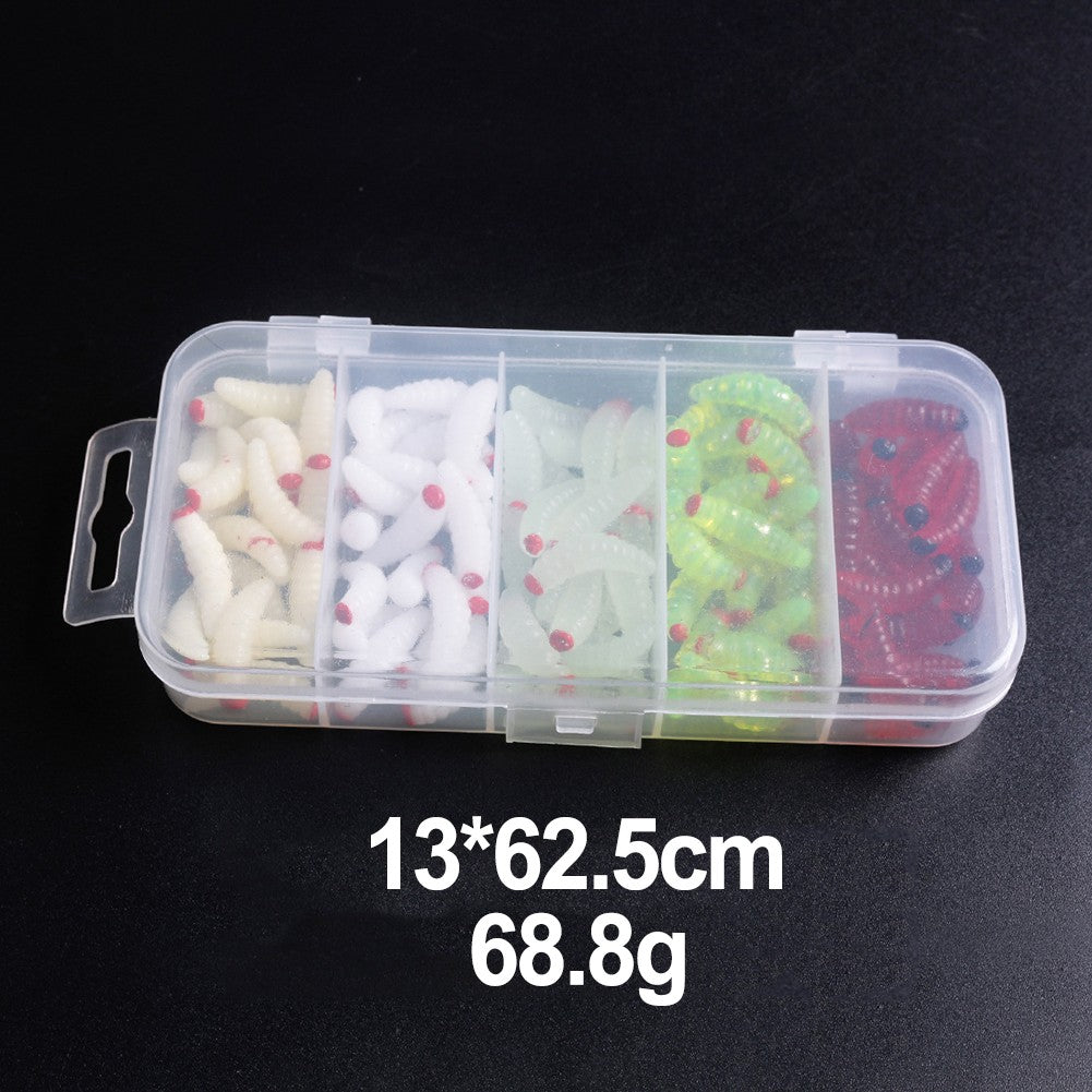 100pcs boxed Fishing Silica gel soft bait Artificial Maggots U490680